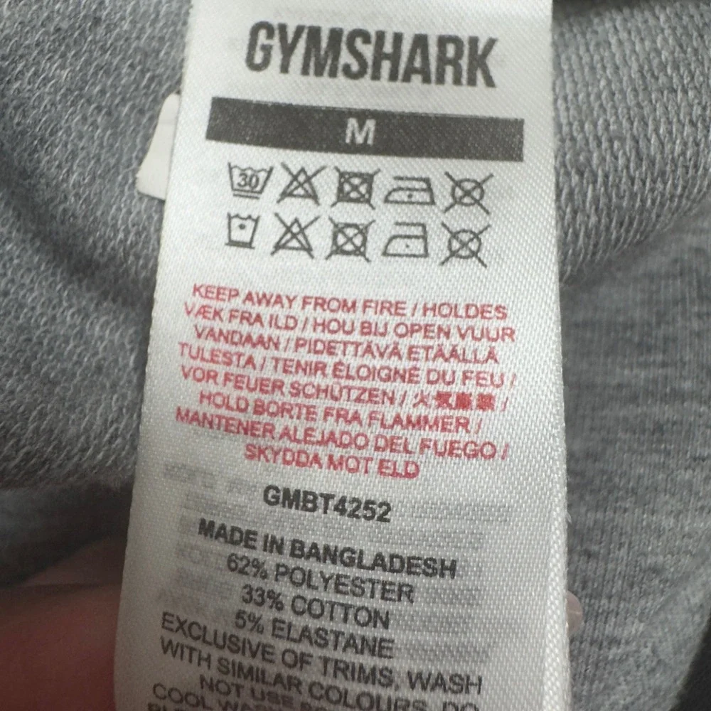 Gymshark Power Joggers Grey Medium Men's Gym Workout Cuffed Sweatpants Logo